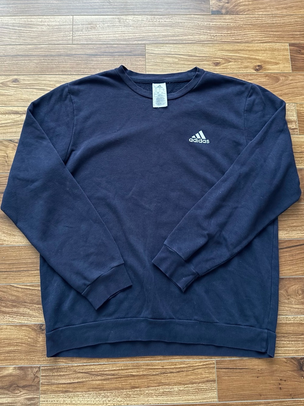 Adidas Men's Navy Blue Crewneck Sweatshirt Fleece Pullover Size Large